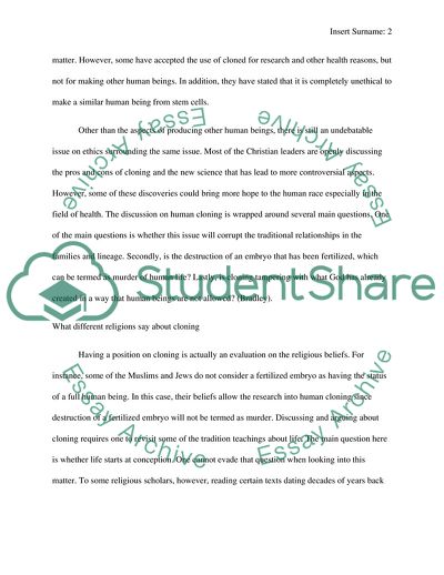 Religious Opposition to Cloning