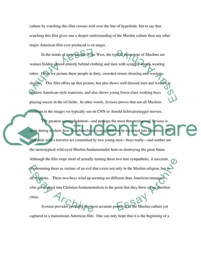 Portrayal of the Muslim Culture in Syriana