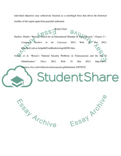 The Transcaucasian Area of Russia