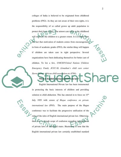 Assessment of English International Private Law Governing the Care of Children and Child Abduction