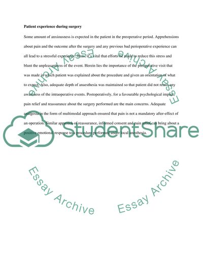 Patient Experience During Surgery