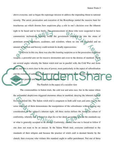 Salem Trials in Parallel with the Cold War and Arms Race