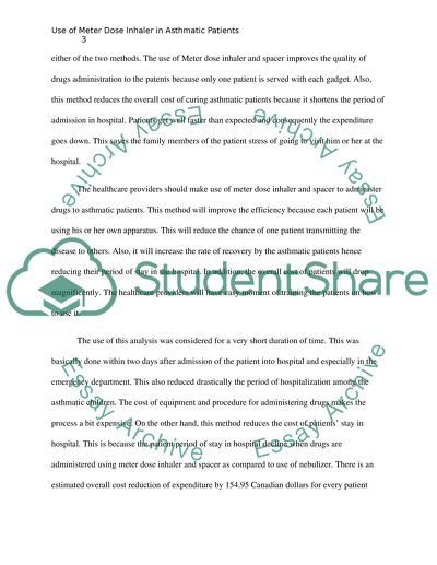 Meter Dose Inhaler and Spacer in Asthmatic Patients