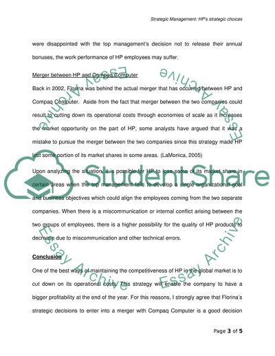 HPs strategic choices