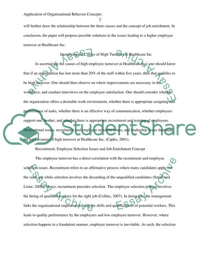 Application of Organizational Behavior Concepts