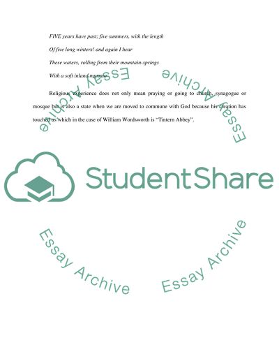 Is Wordsworths Encounter with Nature in Tintern Abbey a Religious Experience