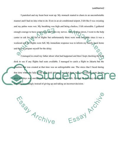 My experience of significant stressor