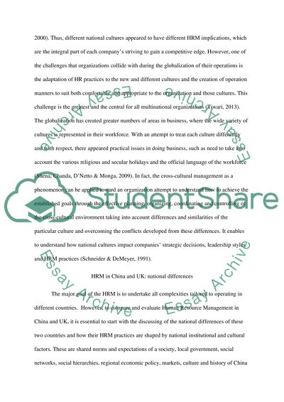 Human Resource Management Practices in China and the UK