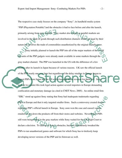Export and import Managment- sony- combating markets for PSPs