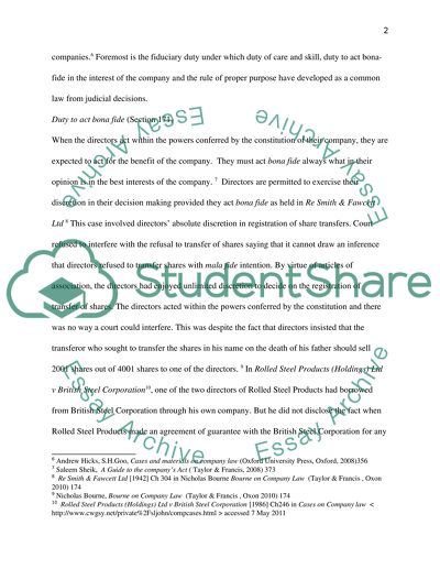 Cases and Materials on Company Law