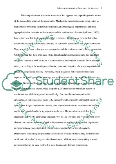 Police Administration Structures in America