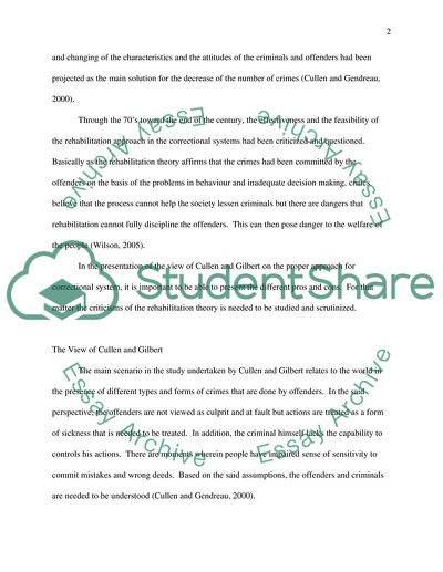 Analysis of Cullen and Gilberts View: Rehabilitation as the Major Goal of Correctional Systems