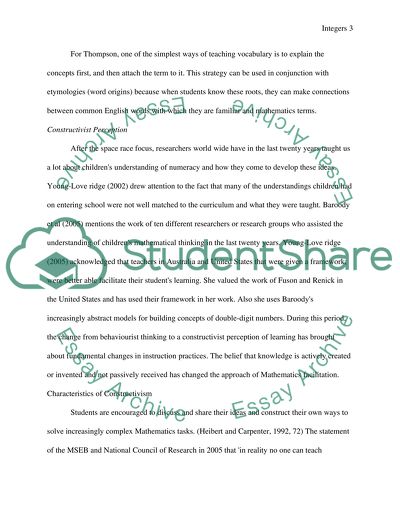 Mental Mathematics: Teaching Integers