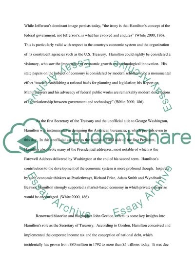 Hamiltons Role as the Secretary of Treasury