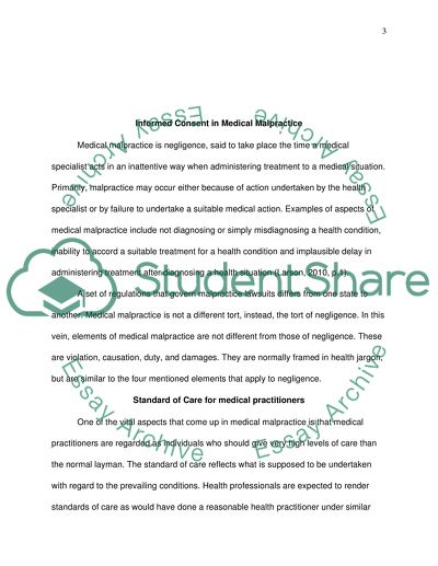 Informed Consent in Medical Malpractice