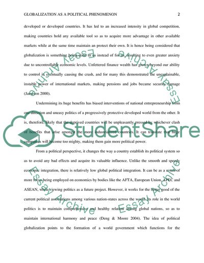 Globalization as a Political Phenomenon