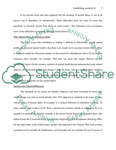 How Does a Psychiatrist or Psychologist Go about Establishing Whether a Person Is Mentally Ill or Not