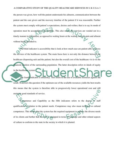 A Comparative Study of the Quality Healthcase Service in UK and USA