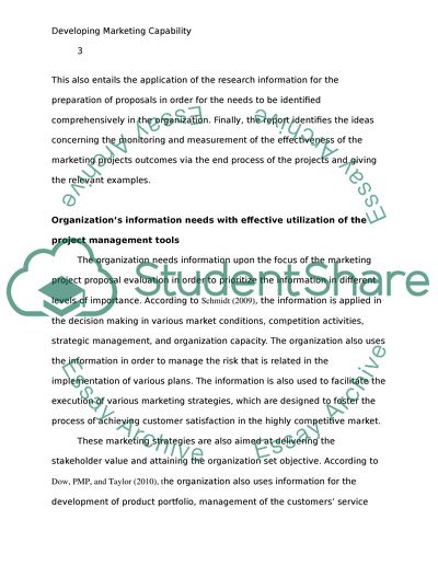 The Use of Different Project Management Tools and Techniques in the Design of Marketing Projects