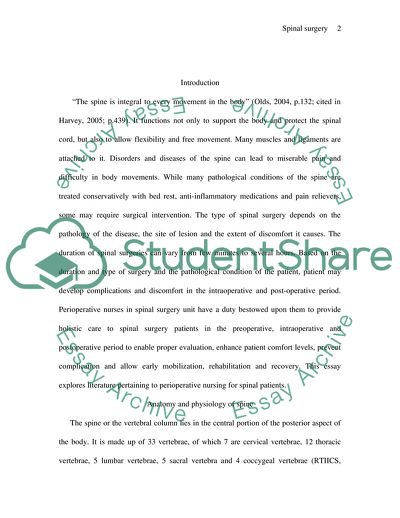 Perioperative Nursing in Spinal Surgery