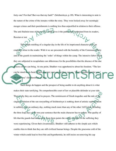 Analysis of One Day in the Life of Ivan Denisovich and The Unbearable Lightness of Being by Kundera