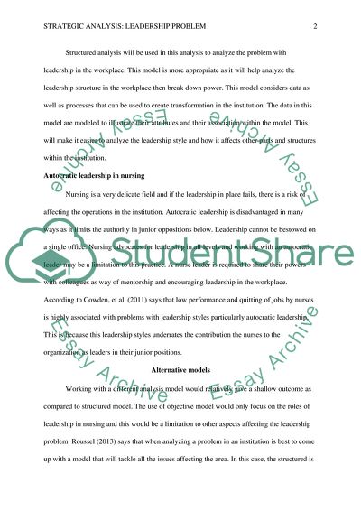 Strategic Analysis: Autocratic Nursing Leadership Style