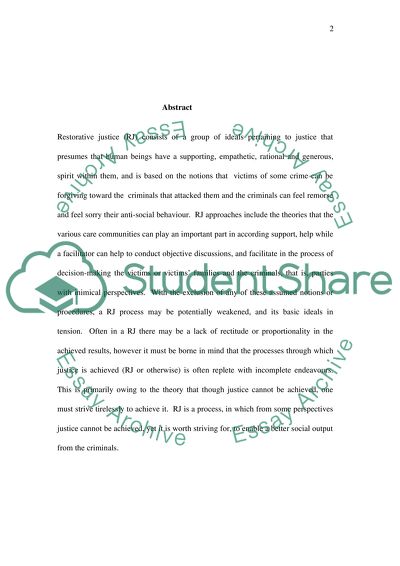 Restorative Justice and Young People. A Professionals View