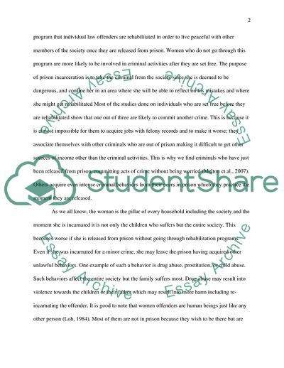 Alternative Ways of Helping Women Who Have Been Released From Prison