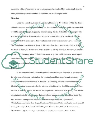 Killing Acts - Murder and Manslaughter