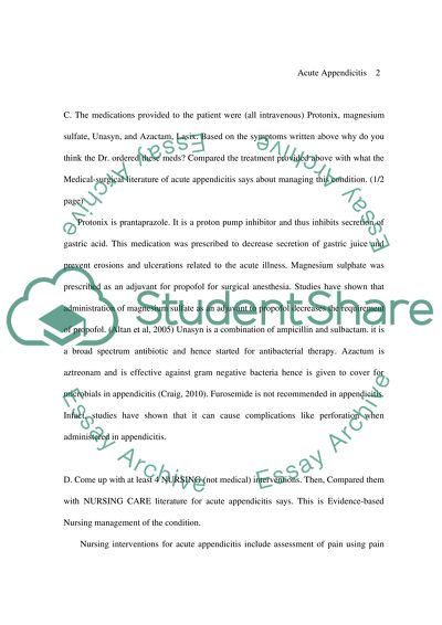 Care analysis Acute Appendicitis of a 77 year old woman