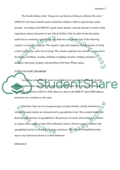Symptoms, Types, and Etiology of Panic Disorder among Children