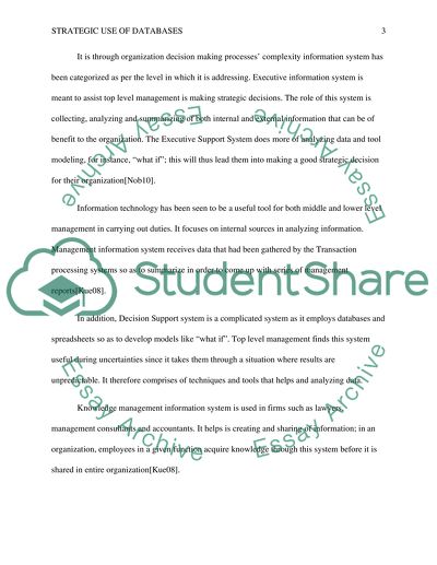 Strategic Use of Databases