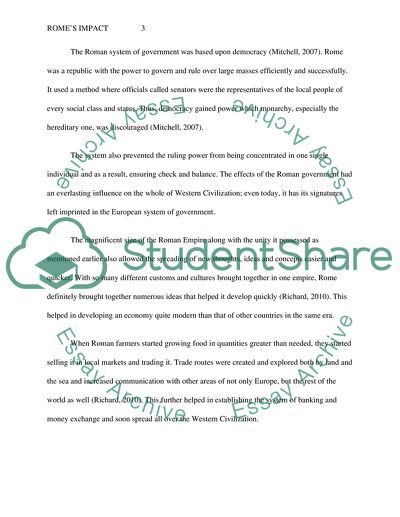 Romes significant impact upon the development of the Western European World