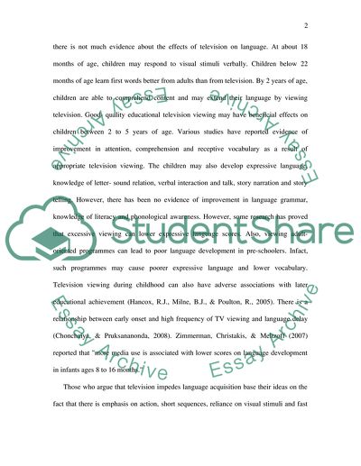 Television Viewing and Language Development in Children