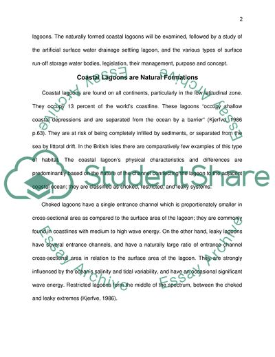 The Effectiveness of Man-made Lagoons for Setting Surface Water Drainage