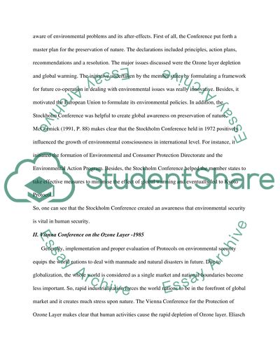 Are International Conferences a Viable Route to Environmental Security