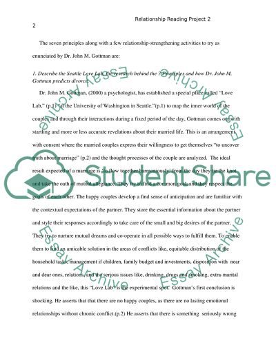 The Seven Principles of a Few Relationship-Strengthening Activities