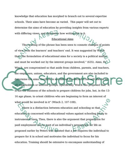 Major Aims of Education