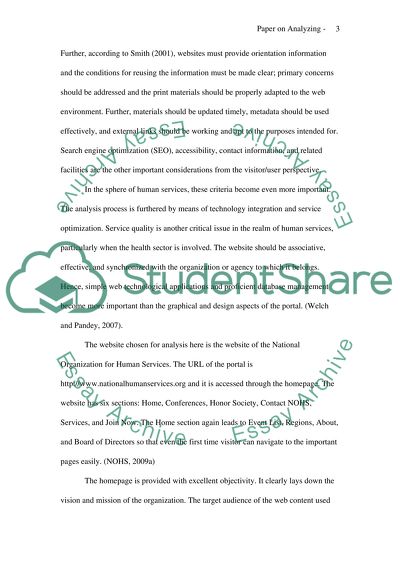 Paper on Analyzing a Web Page. The website of the National Organization for Human Services