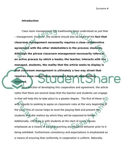 Classroom Engagement and Management