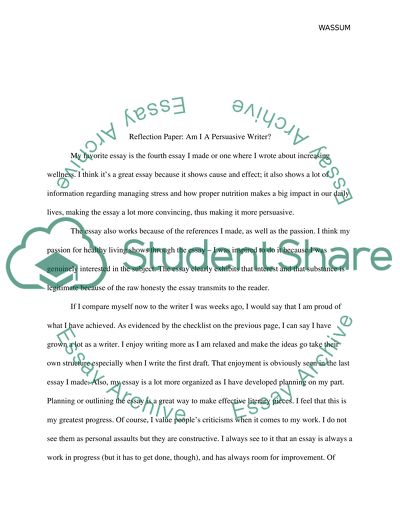 Reflection Paper: Am I A Persuasive Writer