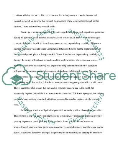 My Learning and Work Experience