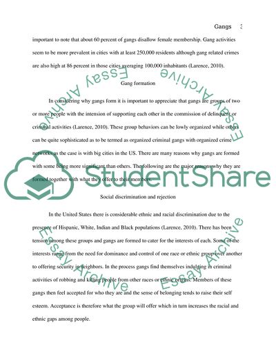 The Manifestation of Gangs