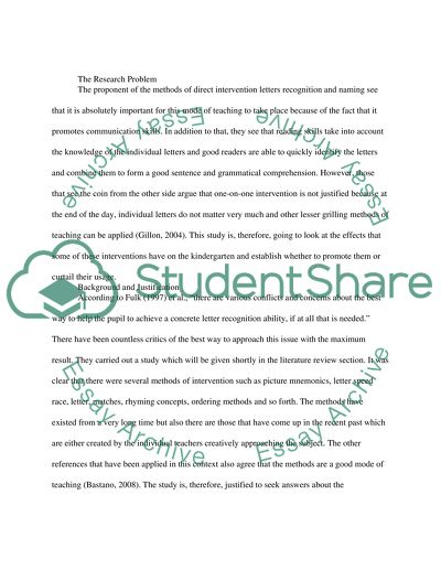 The Effects of One-On-One Intervention on Letter Recognition in Kindergartners