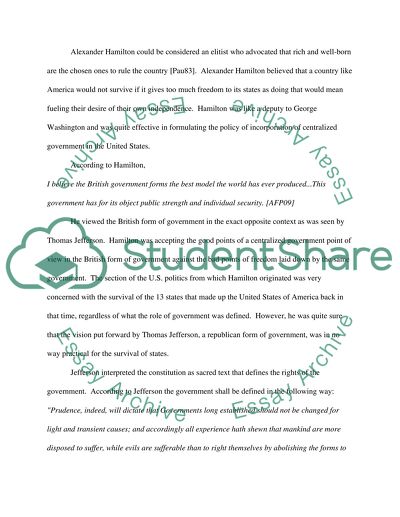 Hamiltons and Jeffersons political philosophy