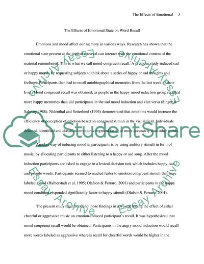 The Effects of Emotional State on Word Recall