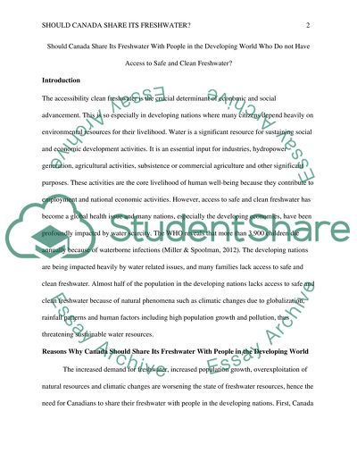 Should Canada Share Its Freshwater With People in the Developing World