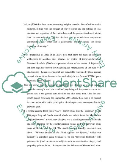 Terrorism: Fear of Crime