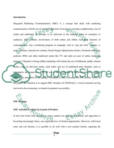 Integrated Marketing Communications for McWendys Restaurant