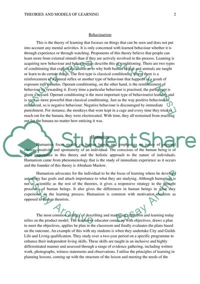 Theories And Models Of Learning